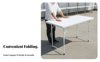 HDPE Tabletop Rectangular Plastic Folding Table Foldable Fold-in-Half Table Space-Saving No Assembly Required for Street Vendors, Event Organizers, Conference Rooms, Camping, Parties, Backyard