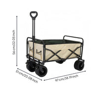 Swivel Wheels Foldable Wagon Removable Liner Collapsible Wagon Oxford Textile Pull Handle Carrier Metal Frame for Camping, Picnics, Outings