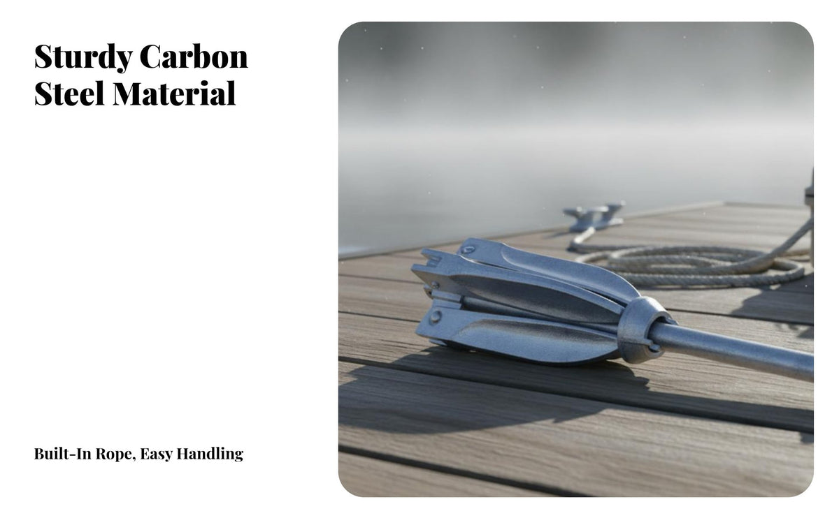 Carbon Steel Boat Anchor Portable Inflatable Boat Anchor Boating Equipment Easy Storage Oceanic Grade for Kayakers, Lakes