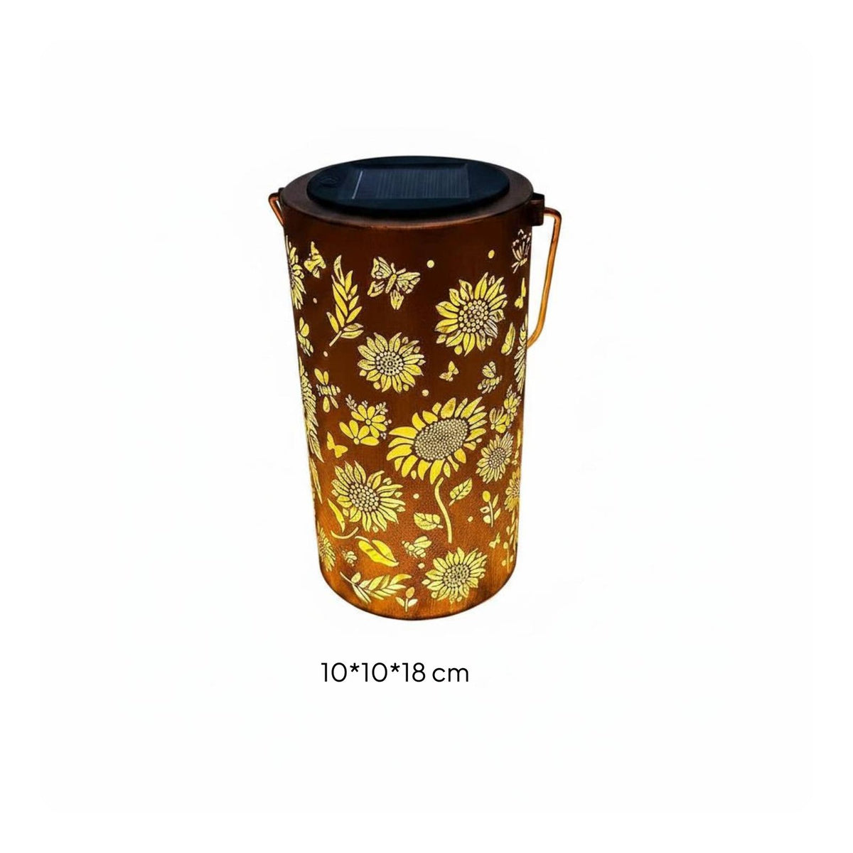 Waterproof Solar Floral Lantern Wrought Iron Floral Shadow Caster Lamp Auto On/deactivated Garden Decoration for Courtyard, Balcony