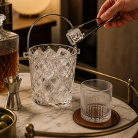 Glass Ice Bucket with Handle, Thickened Large Capacity Champagne Beer Cooler for Bar KTV Home Use