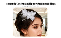 Mesh Flower Hairpiece Fairy Design Crystal Beaded Hair Accessory Handmade Floral Hair Pin for Brides, Women, Weddings, Engagement Photos