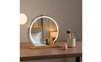 Desktop Vanity Mirror with LED Lights, Large Makeup Mirror, Press Control, Nordic