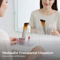 Clear Multi-Compartment Organizer Box Space-Saving Vanity Tray adaptable