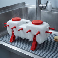 14-Outlet Milk Dispenser Red Accents Piglet Milk Dispenser Screw Lids