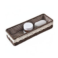 Narrow Woven container with Liner multipurpose Household Storage for Makeup Users