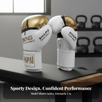 Hook and Loop Closure Boxing Gloves Long-Lasting PU Leather Boxing Training Gloves Wide Wrist Support Sparring Mitts Shock Absorbing for Children, Women, Beginners, Home Workout