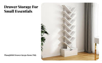 Narrow silhouette Tree-Shaped bookshelf Space-Saving bookshelf space-efficient Size Storage Rack Sturdy Construction for Apartment Dwellers, Students, Office Workers, Small Spaces, Dorm Room, Bedroom