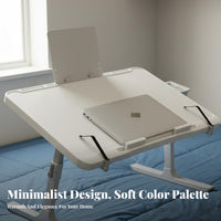 Space Saving Adjustable Bed Desk Multi-Purpose Foldable Laptop Table Stable Design Portable Study Desk Lightweight for Students, Telecommute Workers, Dorm Room, Bay Window, Bedroom, Home Office