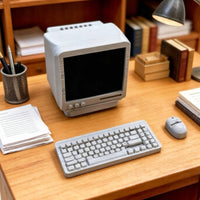 Realistic Look Retro Desktop Computer Model High Intricate Dollhouse Computer Set Plastic Miniature Electronics
