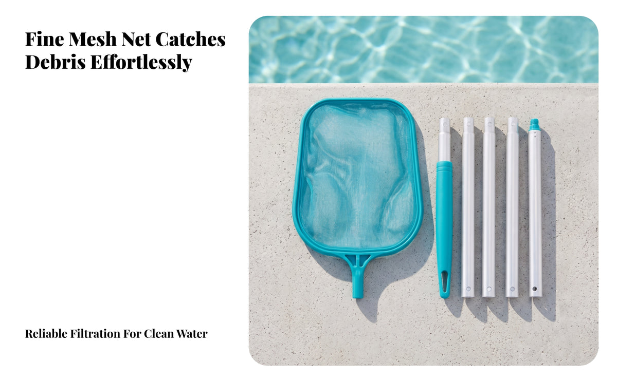 Plastic Frame Pool Cleaning Skimmer Net Metal Handle Fine Mesh Pool Net for Debris Scooping