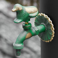 Antique Bronze-Green Outdoor Faucet with Animal Design