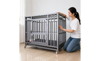 Metal Dog Crate Raised Base Portable Dog Crate Slatted Pet Floor Enclosure