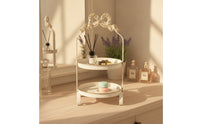Decorative Two-Tier Tray Rack Vintage Round Tray Rack with Bow Top Versatile Dessert Display Stand Multi Layer for Countertop