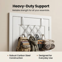 Bedroom and Closet Hanging Rack with Storage Hook for Door Organizer, Steel Over the No Drill Design, Heavy Duty 20kg Load Capacity