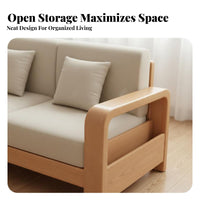 3-Seater Storage Settee sturdy Wood Frame Sofa Modern Oriental Design Living Room Furnishing for Apartment Dwellers, Small Families, Lounge Area