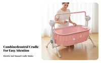 Bluetooth Music Electric Rocking Bassinet Twin Control Automatic Swing Cradle Multi-Functional Infant Rocker Soothing Function for Infants, Newborns, New Parents, Naptime, Bedside, Nighttime Nursing, Living Room
