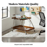 Transparent Design 2-Tier Rolling Trolley Movable with casters Mobile Furniture Space-Saving Utility trolley Multi-Functional for Small Apartment Dwellers, Office Workers, Living Room, Bedroom, Bathroom, Kitchen