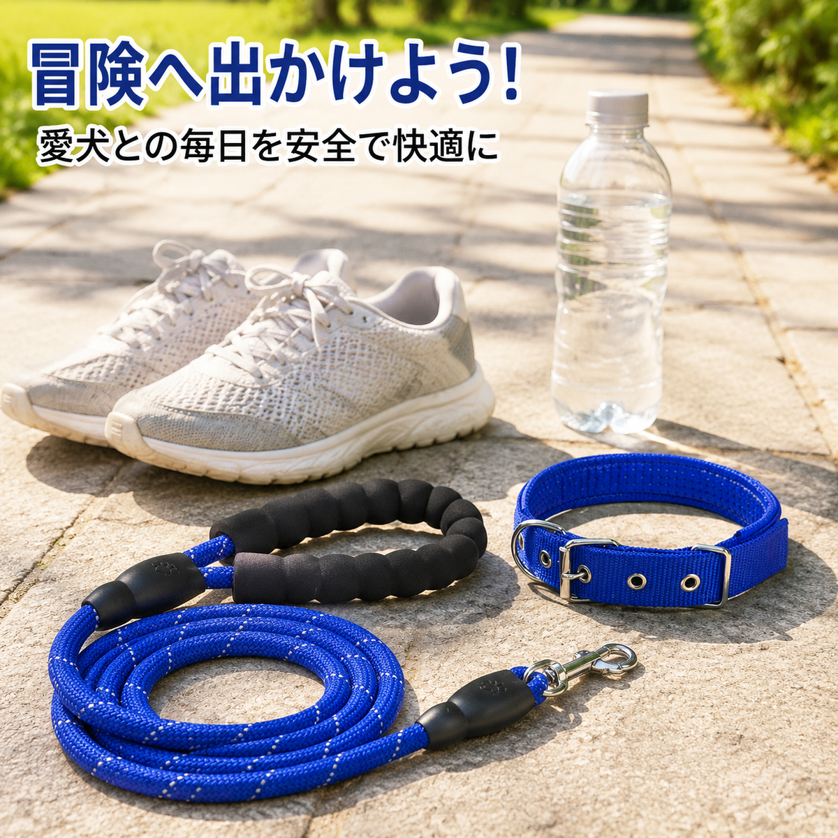 Dog Leash & Collar Set, Reflective Nylon, Size S, 3m, High Durability, For Night Walks, 5-12kg, Small & Medium Dogs