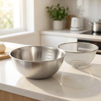 Rice Washing Bowl and Rinsing Bowl Set, 2 Pack Stainless Steel Washing Basin with Handles, Round Washing Bowl for Home Kitchen Food Preparation