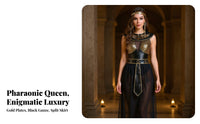 Ancient Queen Ensemble Costume 4-Piece Set Ancient Nile Valley Queen Dress High Slit Skirt Nile Ruler Outfit for Cosplayers, Adults, Halloween