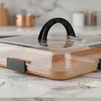 Lidded Bamboo Meat and Cheese Board Easy to Carry Reversible Compartment Food Platter Handled Portable Serving Tray