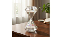 Glass Hourglass Iridescent Faceted Sand Timer Decorative for Office, Minimalists