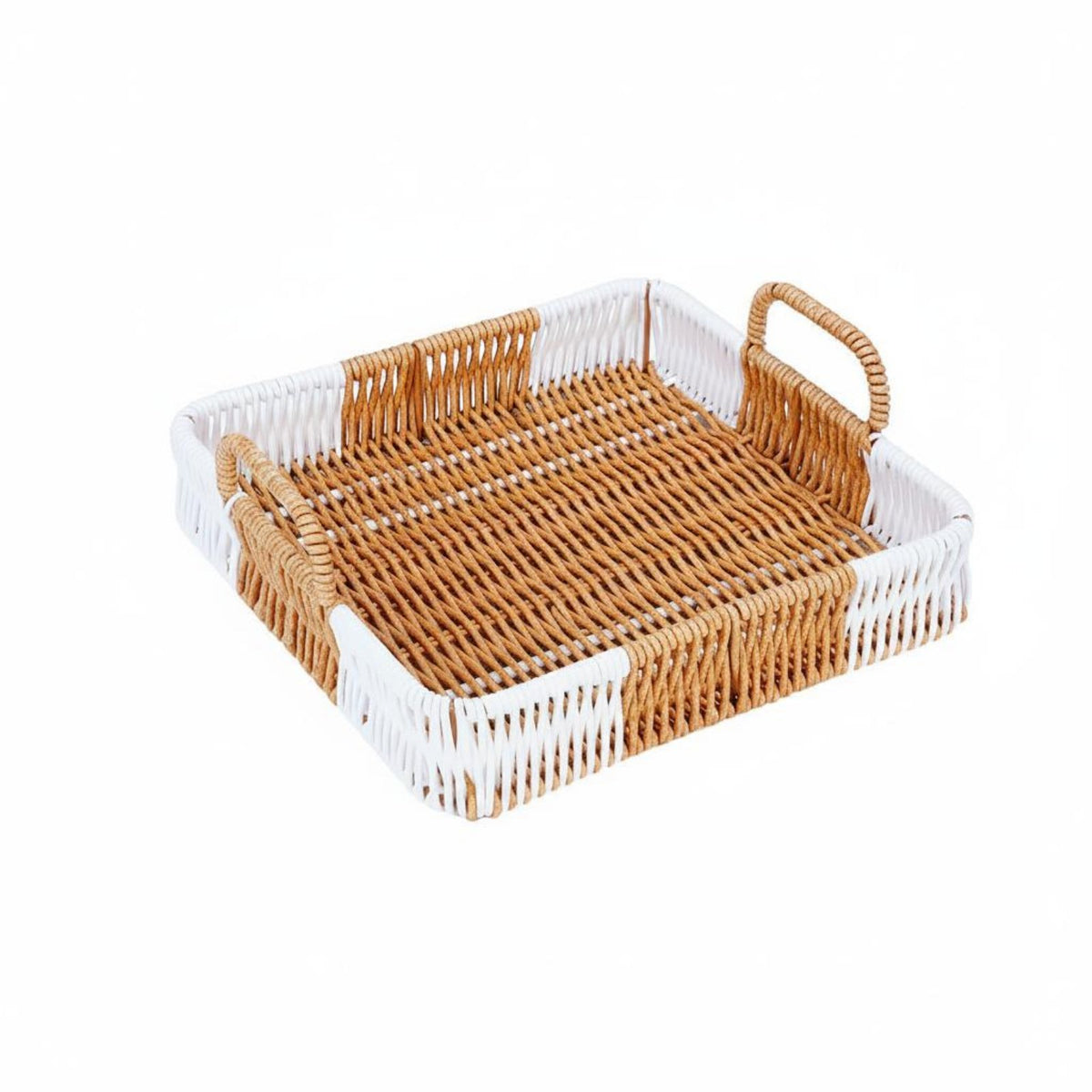 Square Wicker Basket Nordic Style Woven Tray Basket Portable Household Storage