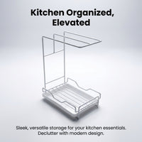 Bathroom Sink and Organizer for Dishwashing Area, Carbon Steel Wall Mounted Kitchen Rag Holder No Drill for Home Cooks