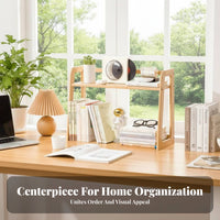 Desk Bookshelf Space-Saving Tabletop Storage Shelf Sturdy for Office Workers