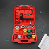 34 Pieces Multiple Adapters Cooling System Pressure Test Kit Wide Compatibility Cooling System Pressure Tester Portable Case Car Cooling Unit Leak Tester for Mechanics, Garage