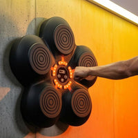 Black and Orange Wall-Mounted Boxing Target Illuminated Smart Boxing Target Perforated Bluetooth Rhythm Training Pad for Home Gym