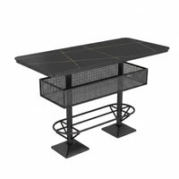 Urban Loft design Round Bar Table and Stools With Footrest Pub Seating scuffResistant Counter Stool sturdyDuty Construction for Restaurant Owners, Cafe Proprietors, Interior Designers, Home Kitchen, Dining Room, Small Spaces, Patio