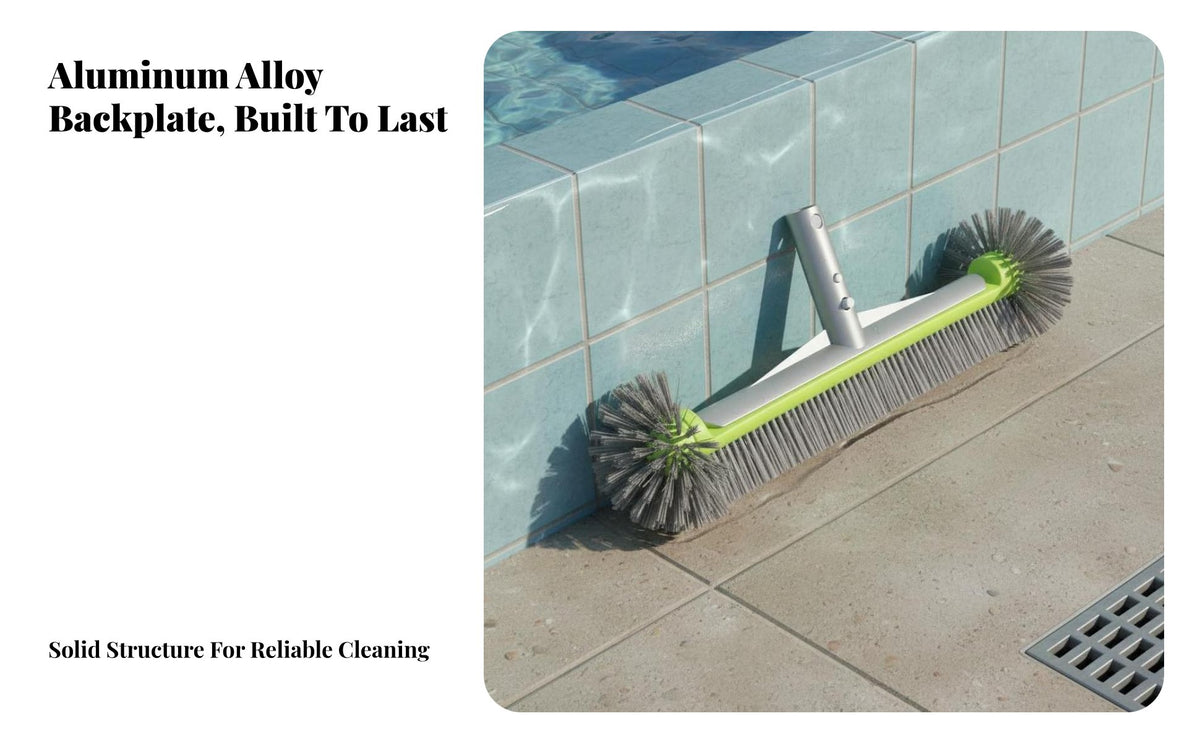 Long-Lasting Bristles 17 Inch Pool Brush Quick-Connect-On Design Aluminum Back Pool Brush Safe For Liners