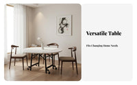 Extendable Design Folding Round Table Seats 4-6 People Folding Dining Table Sturdy Construction Installation-No-Cost for Restaurant Owners, Apartment Dwellers, Small Areas, Banquet Hall, Living Room, Breakfast Nook