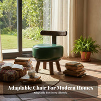 Upholstered Swivel Stool with Backrest Multi-Purpose Low Chair for Living Room