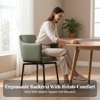360-Degree rotate Upholstered supportchair Multi-Purpose Pedestal Base Chair Modern Minimalist Design Indoor Seating Ergonomic Curved rearrest for Office Workers, Homeowners, Readers, Dining Room, Reception Area, Bedroom, perusing niche