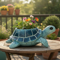 Turtle Planter Resin Turtle-Shaped Planter Outdoor Ornament for Garden, Patio