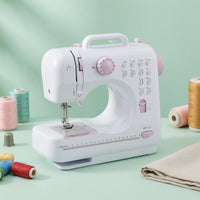 Built-in Handle Mini Electric Sewing Machine Open Arm Portable Sewing Machine 12 Stitch Patterns Craft Tool Automatic Thread Winding