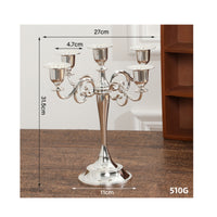 Decorative 5-Arm Candelabra Ornate 5-Arm Candle Holder Elegant Candelabra with Scroll Arms Vintage for Wedding Planners, Home Decorators, Dining Tables, Living Rooms