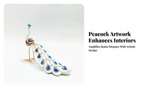 Layered Feathers Peacock Figurine Fan Tail Decorative Peacock Statue White Body Orange Legs for Tabletop Display