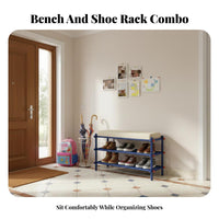 Padded Shoe Storage Bench Cushioned Seat Padded Shoe Rack Bench Multi-Functional Entryway Organizer for Homeowners, Guests, Hallway, Mudroom, Bedroom