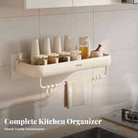 Drillwithout Drilling Installation Hanging Seasoning Rack Multi-Purpose Rounded Wall Holder Space-Saving Kitchen Organizer Large Capacity for Renters, Cooks, Homeowners, Pantry, over Countertop, Cabinet Door, Bathroom