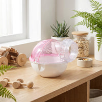 Acrylic Hamster Sand Bath with Removable Tray, Attachable Hamster Bath for Cages, Fully Transparent Spherical Dome with Perforated Ventilation
