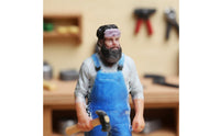 3D Printed 1/64 Scale Worker Figure Highly Detailed Miniature Handyman with Hammer Hand Painted Miniature Scene Accessory Resin Material for Hobbyists