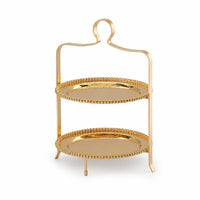 2-Tier Dessert Stand Simple to Clean Cupcake Display 2-Tier Cake Stand Reflective for Cafes