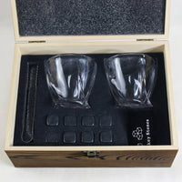 Gift Box with Whisky Gift Set for Birthday Gifts, Premium Wooden Box with 2 Whisky Glass and 8 Whisky Stones, Dad Birthday Gift for Him, 14pc