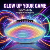 Reflective American Football Size 9, PU Leather Night Football for Low Light Games, Adults Reflective Glow Dark Training Football
