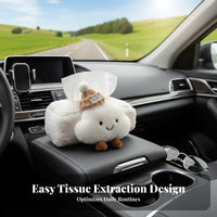 Decorative Soft Puff Tissue Holder Easy to Refill Cute Soft Puff Car Tissue Case Zipper Closure for Women, Kids