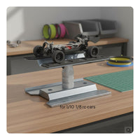 360 Degree Rotation Wireless Control Car Work Stand Built-in Scale Adjustable RC Car Lift Station Non-Slip Surface Adjustable RC Work Stand Aluminum Alloy for Workshop, Garage